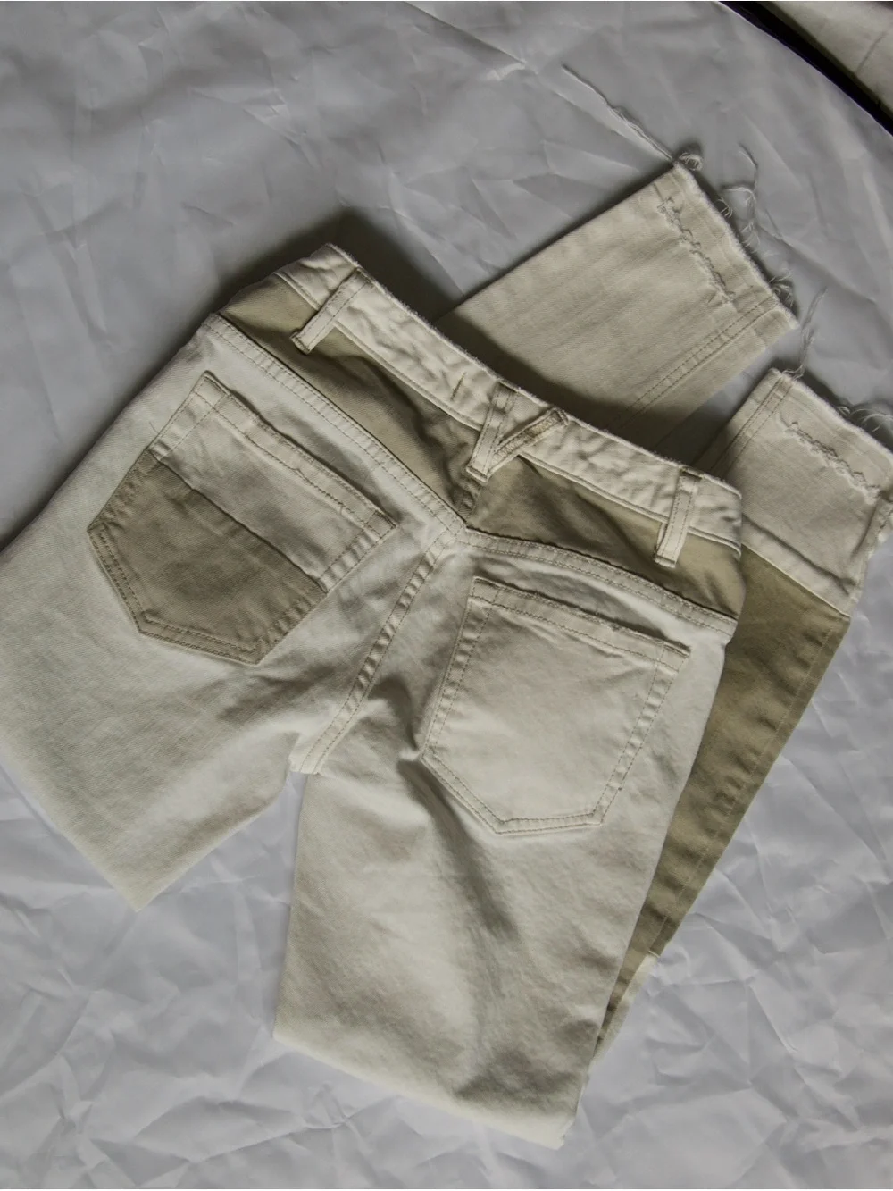 Free People Women's Two-Tone Color Block White and Tan Jeans 26